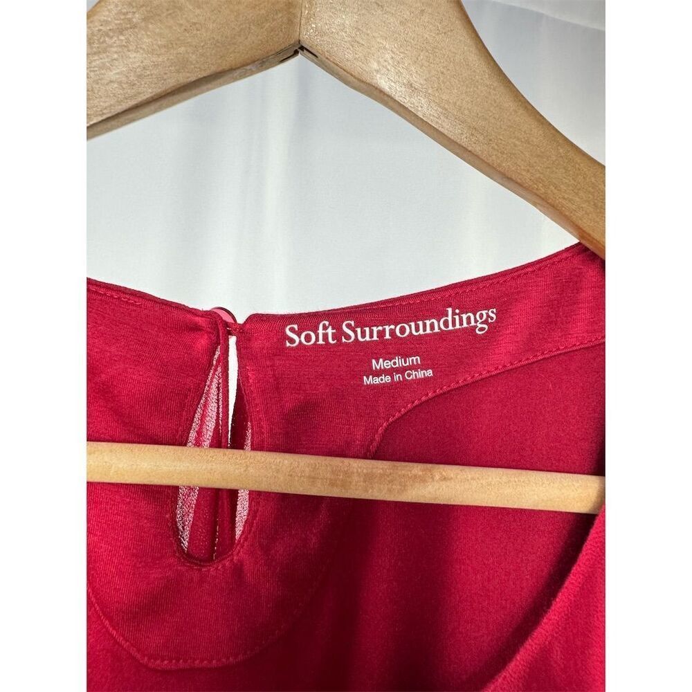 Soft‎ Surroundings Crossover Long Sleeve Blouse in Red Size Medium - Picture 4 of 4